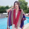 Chal de Estilo Étnico para Mujer, Ropa de Viaje a la Moda, Bufanda de Moda Otoño e Invierno de Xishuangbanna con Borlas