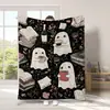 2025 Nuevo Fantasma Rosa de Halloween Manta de Halloween Manta de Halloween Thriller Transfronteriza Manta tipo Throw de Amazon