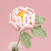 Decoraciones de flor de peonía tejidas a mano con hilo, flores artificiales como regalos para amigos y mejores amigas, flores tejidas