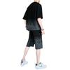 Verano Nuevo Estilo Hong Kong Traje Corto para Hombre Parte Superior Manga Corta Pantalones de Cinco Cuartos Degradado Moda Casual Tendencia Traje Dos Piezas