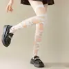 Meias Góticas Punk Rasgadas Irregulares Garota Quente Subcultura y2k Preto Milênio Vazado Base Leggings Primavera Outono