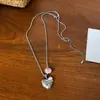 Collar de Corazón de Metal y Piedra Natural para Mujer 2026 Nuevo Estilo Cadena para Clavícula Tacto de Alta Gama Colgante Largo Cadena para Suéter Accesorios