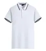Nueva polo de manga corta de algodón peinado de 210 g con doble ribete y cuello de contraste, adecuada para uniformes corporativos, ropa de trabajo para equipos y estampado de logotipos