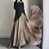 Diseño nicho irregular plisado A-line falda paraguas de gran vuelo cintura alta elástica falda francesa ropa de mujer de talla grande transfronteriza