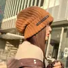 Chapéu de Tricô Unissex Outono/Inverno Circunferência da Cabeça Grande Chapéu de Lã Empilhado Simples Japonês Versátil Solto Fashionável Atmosfera Quente