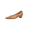 Sapatos de Couro Genuíno Quadrados de Boca Rasa para Mulheres, Novo Modelo 2026, Sapatos de Couro para o Dia a Dia com Salto Plataforma Slip-On, Sapatos de Salto Médio Versáteis e Confortáveis