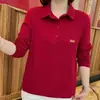 Sudadera con Solapa para Mujer Primavera y Otoño 2026 Corte Holgado Cubre Vientre Manga Larga Informal Versátil Atuendo de Otoño para Mamá de Mediana Edad