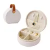 Caixa de Armazenamento de Joias Portátil Semicircular, Bolsa de Mão, Armazenamento de Brincos e Anéis, Porta-Joias, Bolsa de Joias de Couro