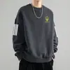 Moletom masculino 2025 outono estilo americano solto manga longa gola redonda esportivo espesso pulôver modelo moderno peso pesado