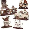 Adornos Decorativos de Madera Populares de Amazon para Cafeterías, Decoraciones de Mesa de Cocina de Gnomo Estilo Granja, Manualidades y Decoración