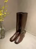 Botas de montaria de couro legítimo de perna reta com bico quadrado, aumento interno de altura de 4 cm, botas de cano alto até o joelho, botas de cowboy Western estilo novo 2026