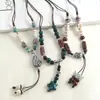 Colar de Cerâmica Dezhou Estilo Étnico Vintage, Pingente de Borboleta Simples e Versátil, Corrente Longa para Suéter, Acessório de Moda para Mulheres