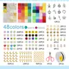 48 cores de cerâmica macia contas de argila + pequenas contas de arroz contas soltas contas espaçador contas soltas contas soltas contas elástica linha DIY terno