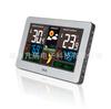 Reloj del tiempo con pantalla a color 3378 plateado medidor de temperatura y humedad interior y exterior pantalla LED reloj despertador reloj de carga USB calendario fase lunar