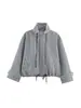 Ins Ropa de Mujer Estilo Europeo Transfronteriza Venta al por Mayor Otoño Nueva Moda Casual Holgada Cremallera Cuadros Cuello Alto Chaqueta Abrigo