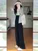 Calça feminina de verão em seda gelada, perna larga, fina, com caimento, solta, reta, cintura alta, cordão, casual, comprimento total, fresca, proteção solar, calça comprida