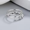 Anillo para la ansiedad de plata tailandesa antigua retro europea y americana, anillo inteligente de tres anillos para el dedo, anillo de cuentas giratorias de múltiples anillos, joyería para mujer