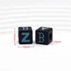 Contas Acrílicas Pretas de 10mm com Letras em Inglês, Contas Quadradas, Pulseiras de Miçangas DIY, Colares, Correntes para Celular, Acessórios de Letras
