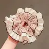Scrunchie de Renda Plissada de Camada Dupla com Estampa de Leopardo Francês, Novo Estilo para Rabos de Cavalo e Coques, Elástico para Prender o Cabelo