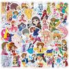 50 piezas pegatinas de chica de carta mágica Cherry lindas de dibujos animados para cuaderno, patineta, taza de agua personalizada, impermeables, decorativas, pegatinas de grafiti