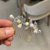 Pente de Cabelo de Cristal Exquisito para Mulheres, Novo Estilo, High-End, Grampo de Cabelo Elegante Transfronteiriço Europeu e Americano Original, Pente para Franja, Pente de Inserir