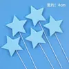 Topo de Bolo de Aniversário com Tema Azul com Estrelas, Moinhos de Vento e Nuvens para Celebrações de 100 Dias, Primeiro Aniversário e Mês Cheio de Meninos