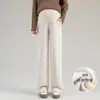 Pantalones de Maternidad con Forro Polar para Primavera, Pantalones de Pierna Ancha Engrosados y Cálidos, Nuevo Estilo 2025, No Aprietan la Barriga durante el Embarazo, Pantalones Largos para Invierno