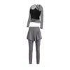 Conjunto de Roupa de Yoga de Alta Qualidade para Mulheres, Saída de Praia de Manga Longa em Renda, Conjunto Real de Duas Peças, Calças de Fitness Respiráveis, Conjunto para Treino de Pilates