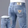 Jeans branco italiano de alta qualidade para homens, estilo fino de verão, calça casual slim fit elástica nova 2026, marca da moda