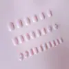 Manicura Francesa Blanca Moño Fresco Uñas Cuadradas Verano Hielo Translúcido Moño Color Claro Uñas Portátiles Venta al por Mayor