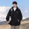 Sudadera con capucha de forro polar de 430 g con cuello semi-alto personalizado, chaqueta gruesa de marca de moda con bordado de letras de alta resistencia