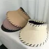 Sombrero de Paja Cosido de Diseñador para Mujer, Nuevo Estilo de Verano Visera de Paja para Vacaciones en la Playa, Sombrero de Sol para Protección Solar al Aire Libre