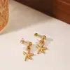 Pendientes de Acero Inoxidable de Alta Gama en Oro de 18 Quilates de Estilo Popular Europeo y Americano con un Diseño Único y Joyería de Aro con Perla
