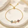 Pulsera Colorida de Diamantes de Cuatro Hojas Nueva y de Moda Versátil para el Día a Día Pulsera Geométrica Cuadrada Ovalada para Niñas Accesorios de Playa