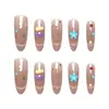 Uñas Vestibles Nuevas Estéreo 3D Hechas a Mano, Manicura de Puntos de Color Florales en Relieve, 10 Piezas de Uñas Ojo de Gato Codificadas