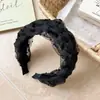 Diadema ancha de malla trenzada estilo coreano, versátil para volumen craneal alto, realza el volumen del cabello, adecuada para lavarse la cara, pinza para el cabello, liga para el cabello