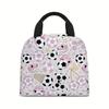 Bolsa Tote Aislada con Tema de Fútbol de Gran Capacidad, Incluye Lonchera y Fiambrera, Bolsa de Almuerzo Grande de Papel de Aluminio para Estudiantes