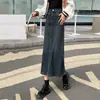 Mercadorias europeias Saia jeans feminina 2025 nova primavera e outono cintura alta quadril A saia longa fenda Joker justa