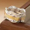 Anillo Popular Transfronterizo Europeo y Americano de Latón Resistente con Diseño Martillado Ancho Vintage, Accesorio de Mano Personalizado de Moda Creativo