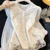 Nueva Camisa de Encaje para Mujer Primavera 2026: Blusa de alta gama, lujosa, juvenil, elegante, adelgazante, versátil, de manga larga, elegante