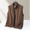 Chaleco casual para hombre transfronterizo 2026 primavera y otoño con cremallera cuello alto chaleco de negocios de lujo ligero chaqueta fina sin mangas de algodón para jóvenes