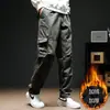 Direto do fabricante: Calça cargo de algodão puro, com forro de fleece, espessa, multi-bolsos, cintura elástica, padrão camuflado, corte solto, durável para homens