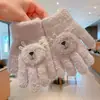 Guantes de Dedos Lindos para Niños Niñas Invierno Prueba de Frío Cálido Juego de Cinco Dedos Conjunto Completo de Dedos Tejido para Bebé Niños de Invierno