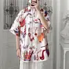 Camisa Floral de Manga Corta Retro Ulzzang Estilo Hong Kong para Hombre, Camisa Suelta Ins Estilo Harajuku, Ropa Trendy con Protección Solar para Pareja de Playa