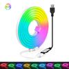 Mini fita de LED RGB Bluetooth de silicone USB colorida e macia com controle remoto por aplicativo, que muda de cor e exibe letras em uma única cor.
