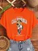 Camiseta de Mujer Estampado de Oso Calle California Moda Casual Moda Algodón Ropa Suelta Cuello Redondo Manga Corta