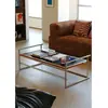Mesa reversible, escritorio de oficina, mesa de centro, mueble integrado para sala de estar para casas pequeñas, mesa de té simple retro de madera maciza y acero inoxidable