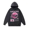 Camiseta Meia-Manga Estampada Desenho de Menina Bonita Lavada e Desgastada Marca Americana de Streetwear Tkpa Camiseta Curta Solta para Homens e Mulheres