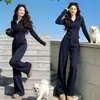 Conjunto de dos piezas de sudadera con capucha estilo europeo y pantalones de pierna ancha, nueva colección otoño/invierno 2026, conjunto de moda coreana de alta gama, moderno