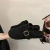 Sandalias de lana tipo slip-on con suela gruesa para mujer, nueva colección otoño/invierno 2026, estilo slip-on, adecuadas para usar al aire libre, suela gruesa, gris, fieltro, estilo Birkenstock